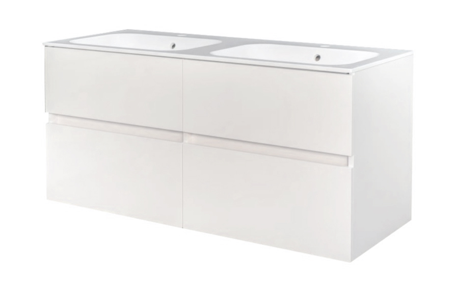 Best design bora greeploos meubel onderkast 4 laden zonder wastafel 120 cm glans wit