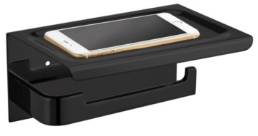 Best-design "phone" toiletrolhouder "nero" mat-zwart (zonder telefoon)
