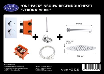 Best-design "one-pack" inbouw-regendoucheset "verona-m-300"