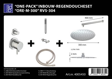 Best-design "one-pack" inbouw-regendoucheset "ore-wheel-m-300" rvs-304