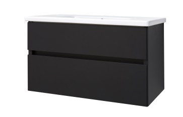 Best-design "quick-black-greeploos" meubel onderkast + wastafel 100 cm mat-zwart
