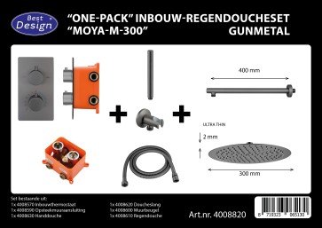Best-design "one-pack" inbouw-regendoucheset "moya-m-300" gunmetal