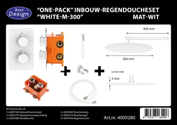Best-design "one-pack" inbouw-regendoucheset "white-m-300"
