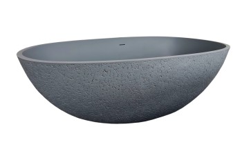 Best-design vrijstaand bad new-stone "craquelé-stone" lava-grijs "just-solid" 180x85x52cm