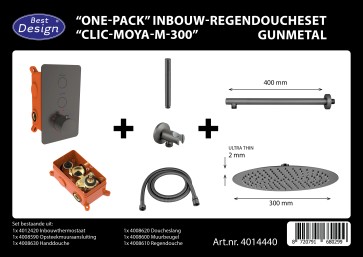 Best-design "one-pack" inbouw-regendoucheset "clic-moya-m-300" gunmetal