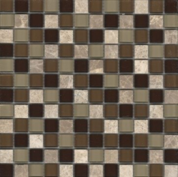 Mozaiek mos 23mm bruin beige 2,3x2,3x0,8