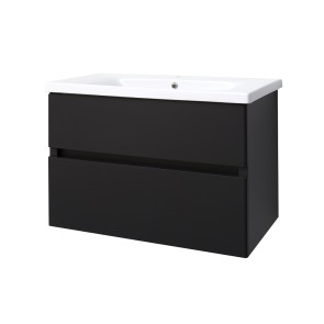 Best-design "quick-black-greeploos" meubel onderkast + wastafel 80 cm mat-zwart