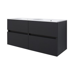 Best-design "bora-black-greeploos" meubel onderkast 4 laden zonder wastafel 120 cm mat-zwart
