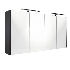 Best-design "happy-black" mdf spiegelkast + 2 x verlichting 120x60cm